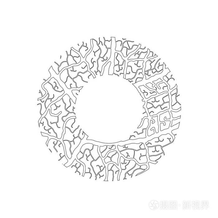自然字母表生态装饰字体大写字母o充满叶静脉模式是黑的