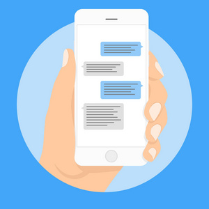 智能手机聊天短信模板气泡。将您自己的文本放置到消息云。组合使用样品泡沫的对话