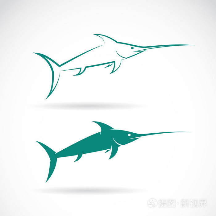 矢量图像的白色背景上的旗鱼