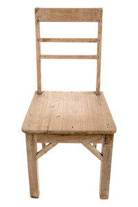 脏旧的木椅上白色孤立