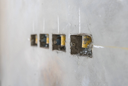 插座电 w precat 混凝土墙上的电源插座孔