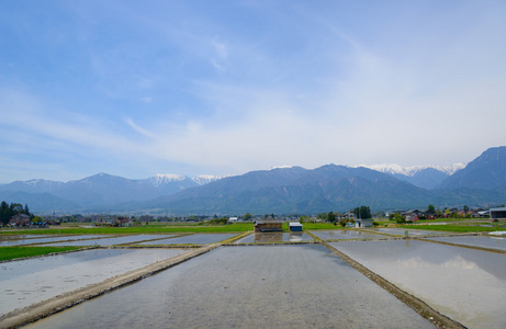 日本长野县松本盆地景观