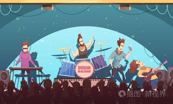 露天音乐节摇滚乐队插画-正版商用图片0c4q25-摄图新