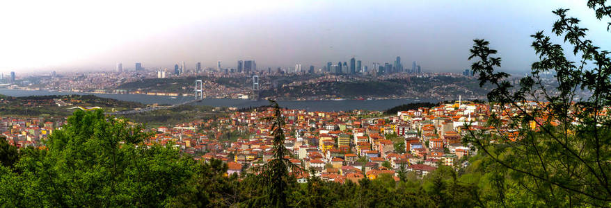 博斯普鲁斯海峡和伊斯坦布尔的亚洲一侧的部分视图