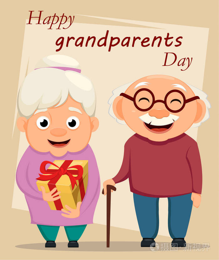 祖父母节贺卡.祖母和祖父斯坦