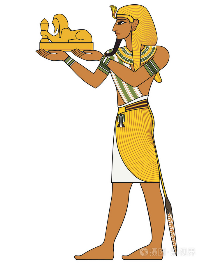 法老,埃及古代符号,古埃及神祗的孤立的图插画-正版0