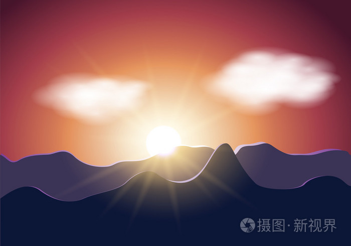 日出山图插画-正版商用图片0c6az3-摄图新视界