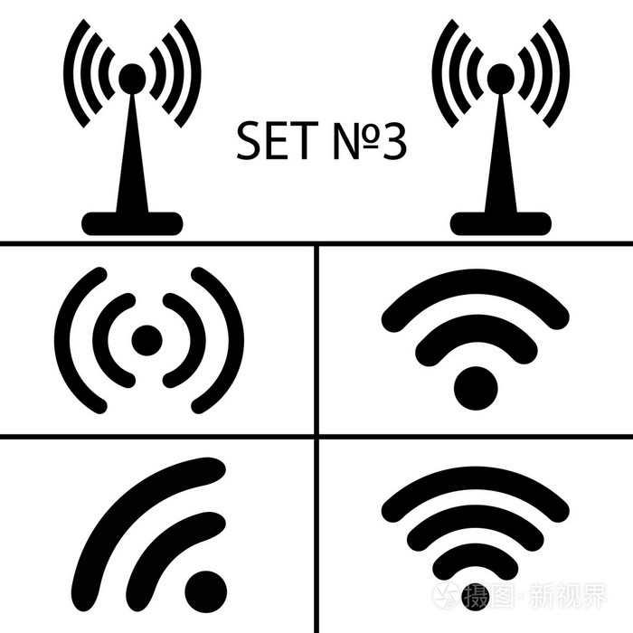 十四岁不同黑人通过无线电波远程访问通信的无线和 wifi 图标.