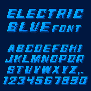 电的蓝色字体字母和数字