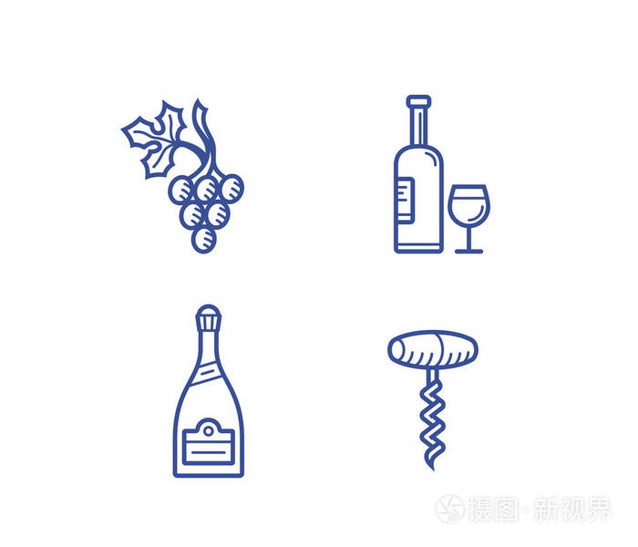 葡萄酒的图标集