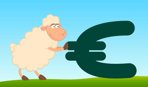 欧元的符号卡通羊