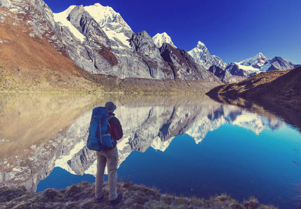 徒步旅行在科迪勒拉山系的场景