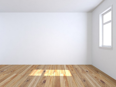 白空房间，木地板