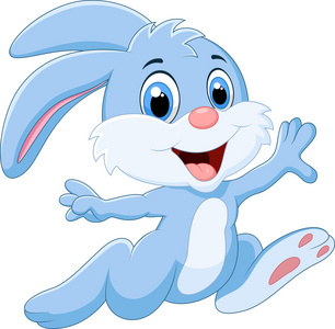 卡通兔子奔跑，快乐照片
