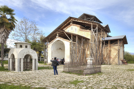 Abhazia。庙的最神圣的圣母安息我们那位女士是在 vil