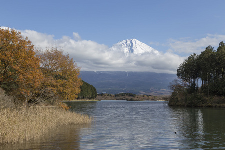 秋天的时候，日本的富士山