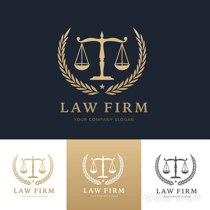 法律公司徽标图标矢量设计.法律, 律师, 规模, 矢量标志模板
