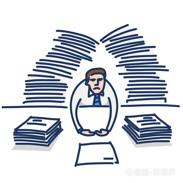 过度劳累的 businessmanwork 与论文插画-正版商用图片0ce48z-摄图新