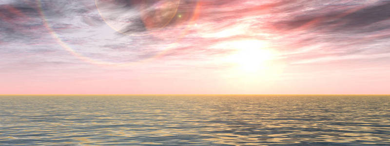 太阳接近地平线和海