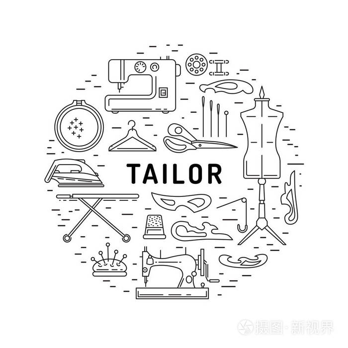 缝纫图标概述横幅