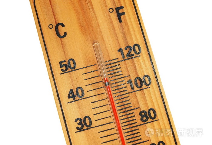 关闭木制摄氏华氏温度计