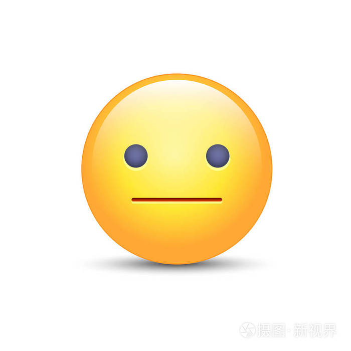 冷漠的表情卡通图标.脸上没有表情图释.中性笑脸心情