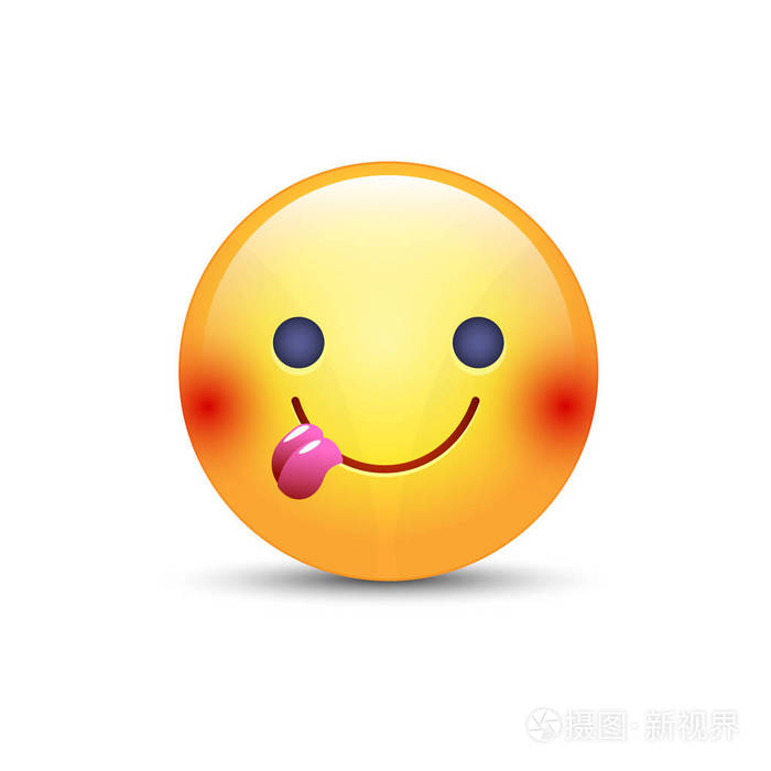 脸上表情用 stuck-out 的舌头.可爱的卡通快乐表情微笑和显示舌