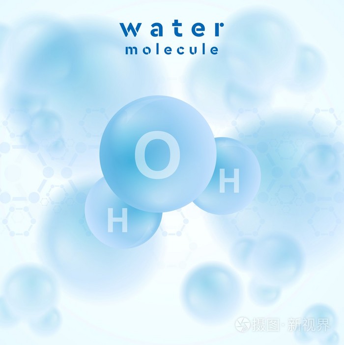 h2o 蓝色的水分子