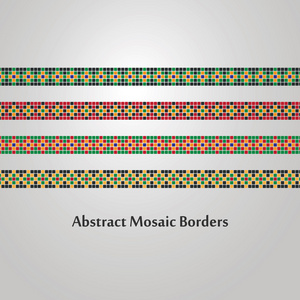 不同的装饰元素抽象丰富多彩的马赛克边框设计