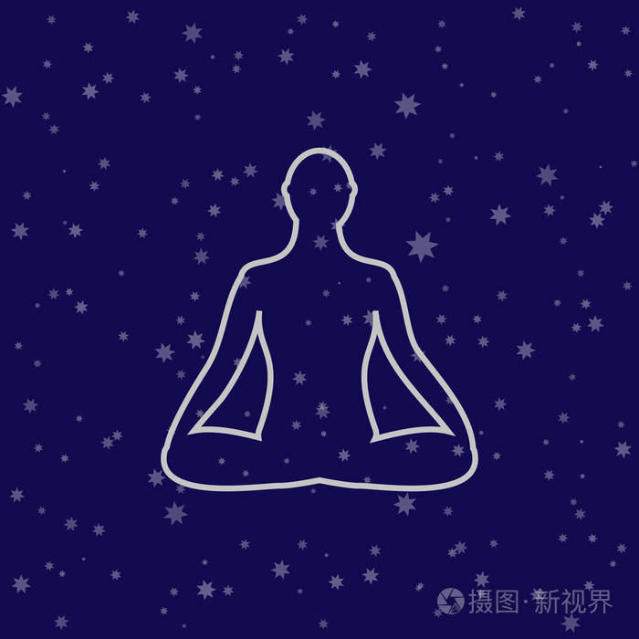 冥想的图标.人类在莲花姿势打坐