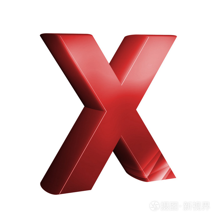 美丽的红色3d字体字母x