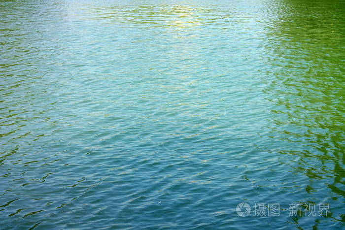 在城市公园池塘里的水波纹