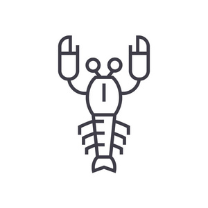 龙虾矢量线图标 标志 插图背景，可编辑笔触
