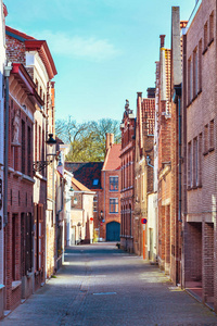 街景与中世纪传统的房子，在布鲁日，比利时人