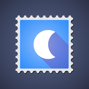 蓝色邮件邮票图标与月亮图片
