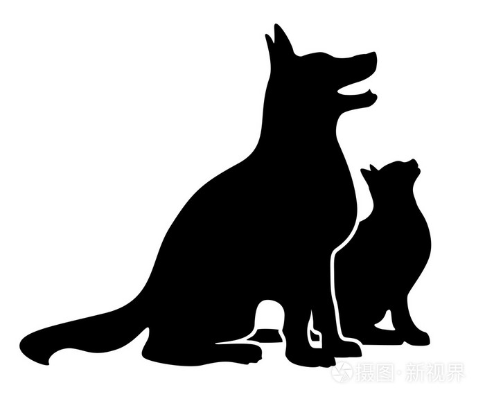 狗和猫剪影