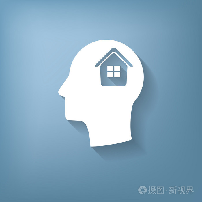 男人和他的头脑关于房子图标
