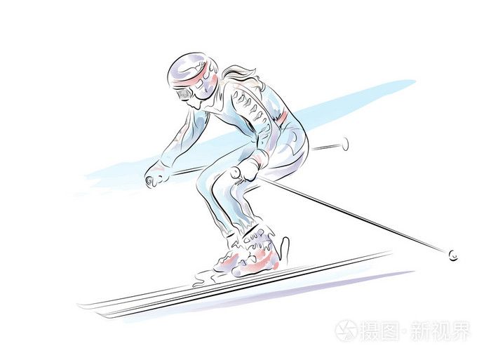 手画的素描的滑雪者的经历