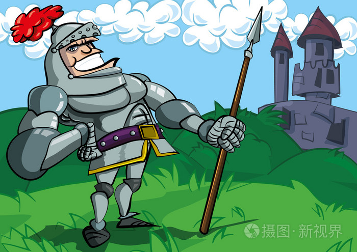 在用矛的盔甲卡通骑士