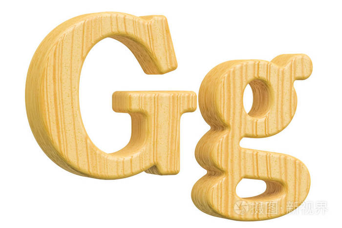 带衬线,3d 渲染的英语木制字母 g