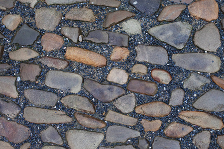 石路面纹理平铺鹅卵石砖背景