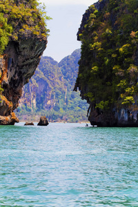 与岛，春天夏天背景泰国热带海景