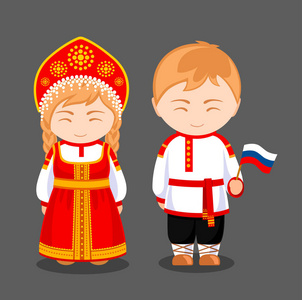 民族服装的俄罗斯人