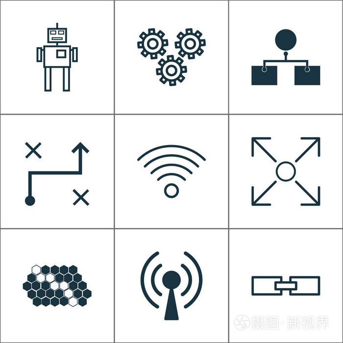 此外包括网络, wi-fi, 箭头的符号