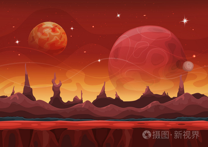 奇幻科幻火星背景为 ui 游戏