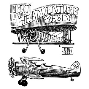 客运飞机玉米芯或飞机航空旅行插画的一套。刻的手绘在旧的素描样式，老式的运输