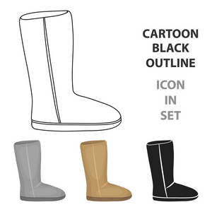 Ugg 靴子在白色背景上孤立的卡通风格的图标。鞋子象征股票矢量图