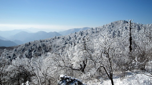 从韩国滑雪胜地山崩地貌景观图片