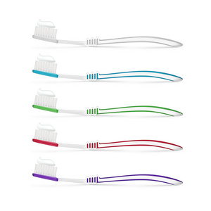 向量集的牙刷上白色孤立