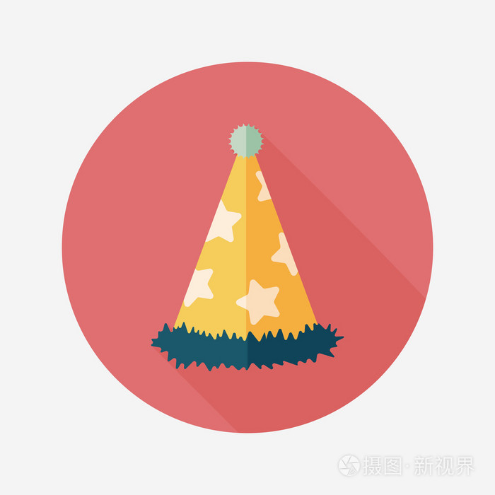 生日晚会帽子平图标与长长的影子,eps10